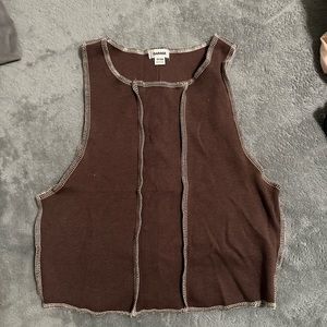 Garage Brand - Exposed Seams Brown Crop Top